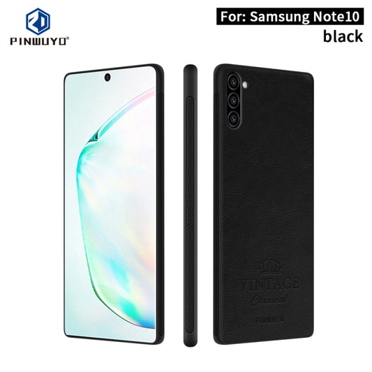 For Galaxy Note10 PINWUYO Pin Rui Series Classical Leather, PC + TPU + PU Leather Waterproof And Anti-fall All-inclusive Protective Shell(Black) - Galaxy Phone Cases by PINWUYO | Online Shopping UK | buy2fix