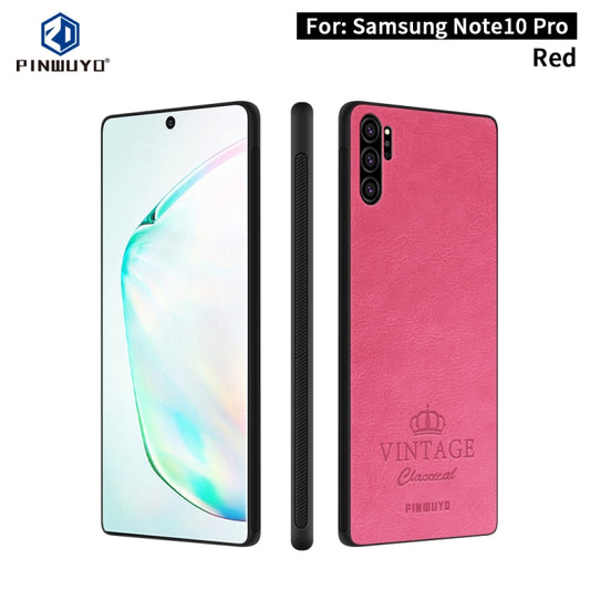 For Galaxy Note10 Pro PINWUYO Pin Rui Series Classical Leather, PC + TPU + PU Leather Waterproof And Anti-fall All-inclusive Protective Shell(Red) - Galaxy Phone Cases by PINWUYO | Online Shopping UK | buy2fix