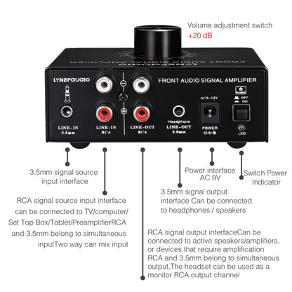 B015 Front Stereo Signal Amplifier Booster Headphones Speaker Amplifier Headset Dual-Audio Source -  by buy2fix | Online Shopping UK | buy2fix