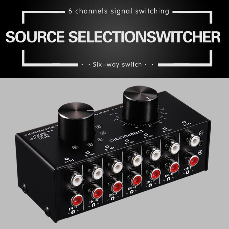 B016 6 Input 1 Output Audio Signal Source Selection Switcher, Output Volume Adjustment Control RCA Port -  by buy2fix | Online Shopping UK | buy2fix