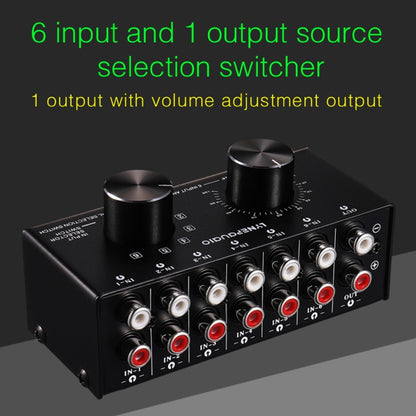 B016 6 Input 1 Output Audio Signal Source Selection Switcher, Output Volume Adjustment Control RCA Port -  by buy2fix | Online Shopping UK | buy2fix
