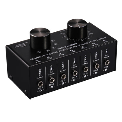 B017 6 Input 1 Output Audio Signal Selection Switcher Output Volume Adjustment Control 3.5mm Interface -  by buy2fix | Online Shopping UK | buy2fix