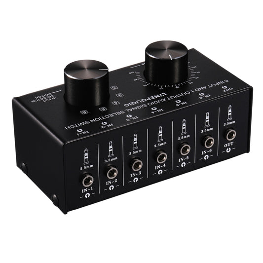 B017 6 Input 1 Output Audio Signal Selection Switcher Output Volume Adjustment Control 3.5mm Interface -  by buy2fix | Online Shopping UK | buy2fix