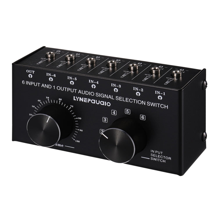 B017 6 Input 1 Output Audio Signal Selection Switcher Output Volume Adjustment Control 3.5mm Interface -  by buy2fix | Online Shopping UK | buy2fix