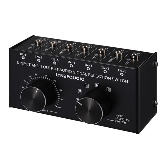 B017 6 Input 1 Output Audio Signal Selection Switcher Output Volume Adjustment Control 3.5mm Interface -  by buy2fix | Online Shopping UK | buy2fix