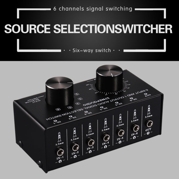 B017 6 Input 1 Output Audio Signal Selection Switcher Output Volume Adjustment Control 3.5mm Interface -  by buy2fix | Online Shopping UK | buy2fix