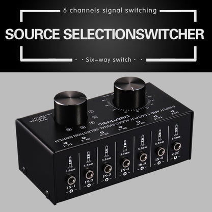 B017 6 Input 1 Output Audio Signal Selection Switcher Output Volume Adjustment Control 3.5mm Interface -  by buy2fix | Online Shopping UK | buy2fix