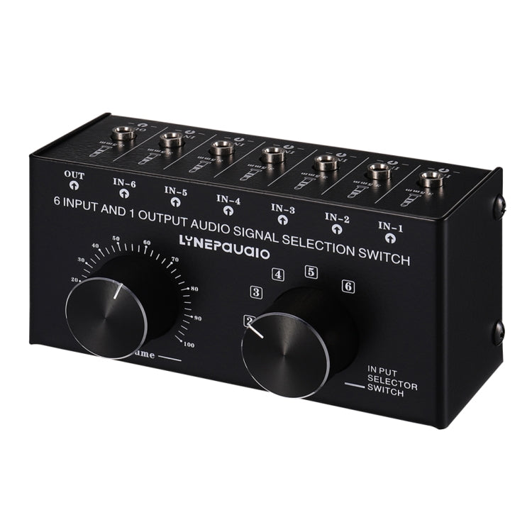 B017 6 Input 1 Output Audio Signal Selection Switcher Output Volume Adjustment Control 3.5mm Interface -  by buy2fix | Online Shopping UK | buy2fix