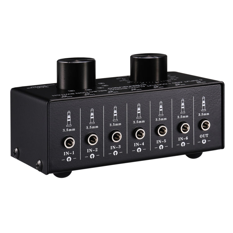 B017 6 Input 1 Output Audio Signal Selection Switcher Output Volume Adjustment Control 3.5mm Interface -  by buy2fix | Online Shopping UK | buy2fix