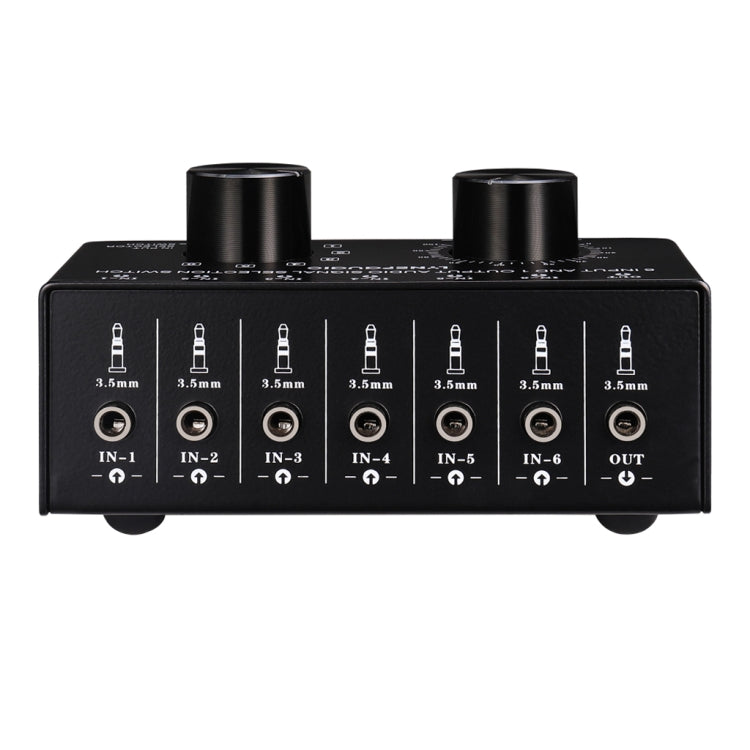 B017 6 Input 1 Output Audio Signal Selection Switcher Output Volume Adjustment Control 3.5mm Interface -  by buy2fix | Online Shopping UK | buy2fix
