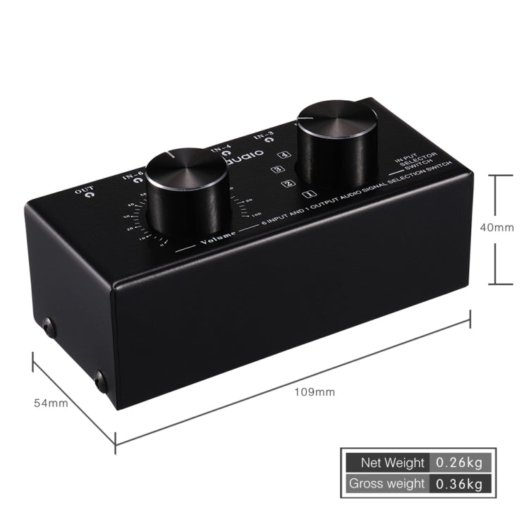 B017 6 Input 1 Output Audio Signal Selection Switcher Output Volume Adjustment Control 3.5mm Interface -  by buy2fix | Online Shopping UK | buy2fix