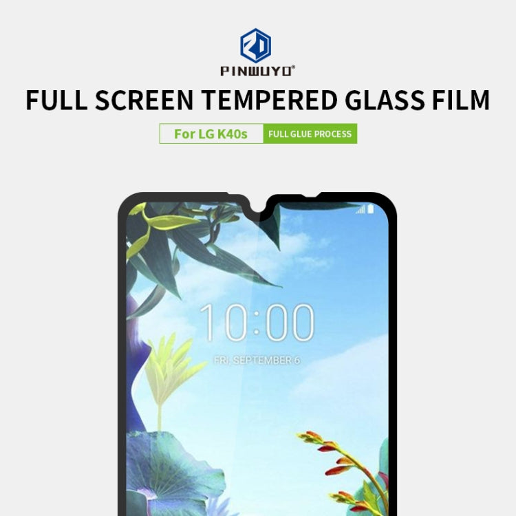 For LG K40s PINWUYO 9H 2.5D Full Screen Tempered Glass Film(Black) - LG Tempered Glass by PINWUYO | Online Shopping UK | buy2fix