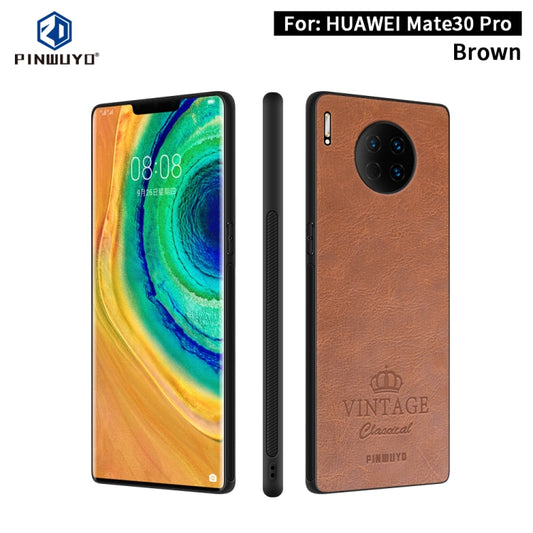 For Huawei Mate 30 Pro PINWUYO Pin Rui Series Classical Leather, PC + TPU + PU Leather Waterproof and Anti-fall All-inclusive Protective Case(Brown) - Huawei Cases by PINWUYO | Online Shopping UK | buy2fix
