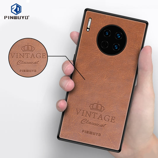 For Huawei Mate 30 Pro PINWUYO Pin Rui Series Classical Leather, PC + TPU + PU Leather Waterproof and Anti-fall All-inclusive Protective Case(Brown) - Huawei Cases by PINWUYO | Online Shopping UK | buy2fix