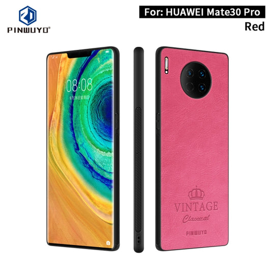 For Huawei Mate 30 Pro PINWUYO Pin Rui Series Classical Leather, PC + TPU + PU Leather Waterproof and Anti-fall All-inclusive Protective Case(Red) - Huawei Cases by PINWUYO | Online Shopping UK | buy2fix