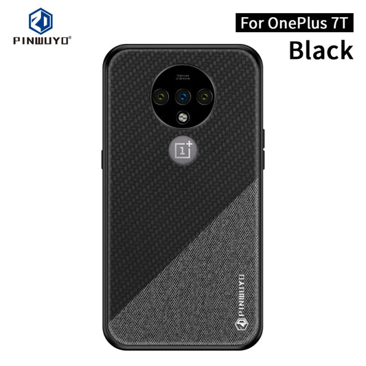 For Oneplus 7T PINWUYO Rong Series  Shockproof PC + TPU+ Chemical Fiber Cloth Protective Cover(Black) - OnePlus Cases by PINWUYO | Online Shopping UK | buy2fix