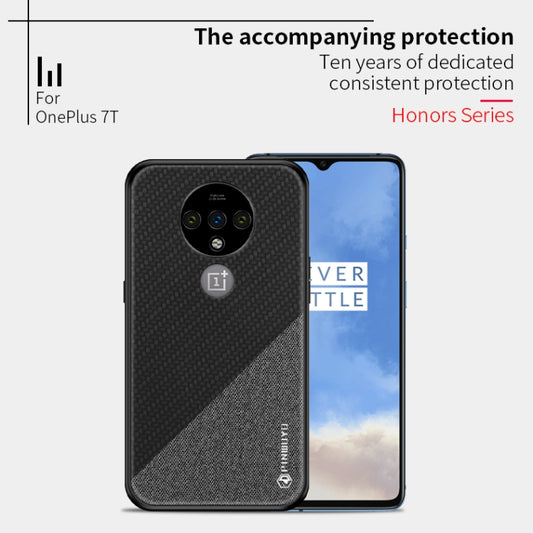 For Oneplus 7T PINWUYO Rong Series  Shockproof PC + TPU+ Chemical Fiber Cloth Protective Cover(Black) - OnePlus Cases by PINWUYO | Online Shopping UK | buy2fix