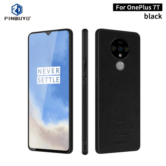 For Oneplus 7T PINWUYO Pin Rui Series Classical Leather, PC + TPU + PU Leather Waterproof And Anti-fall All-inclusive Protective Shell(Black) - OnePlus Cases by PINWUYO | Online Shopping UK | buy2fix