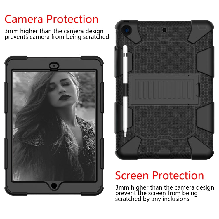 For iPad 10.2 Shockproof Two-Color Silicone Protection Case with Holder & Pen Slot(Black) - iPad 10.2 Cases by buy2fix | Online Shopping UK | buy2fix
