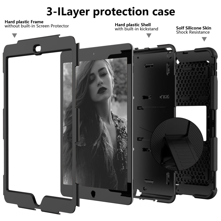 For iPad 10.2 Shockproof Two-Color Silicone Protection Case with Holder & Pen Slot(Black) - iPad 10.2 Cases by buy2fix | Online Shopping UK | buy2fix
