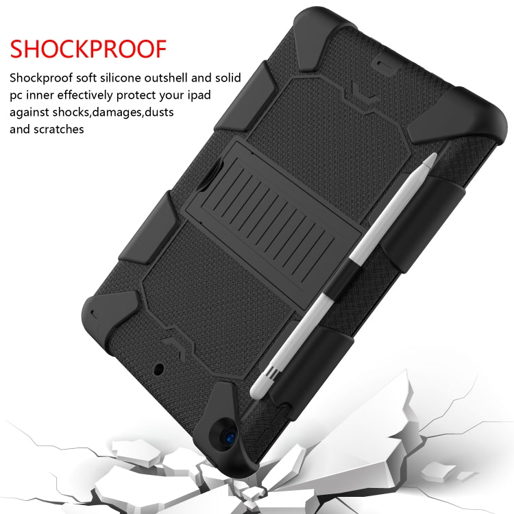For iPad 10.2 Shockproof Two-Color Silicone Protection Case with Holder & Pen Slot(Black) - iPad 10.2 Cases by buy2fix | Online Shopping UK | buy2fix