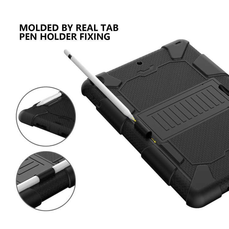 For iPad 10.2 Shockproof Two-Color Silicone Protection Case with Holder & Pen Slot(Black) - iPad 10.2 Cases by buy2fix | Online Shopping UK | buy2fix