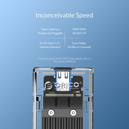 ORICO TCM2F-C3 NGFF M.2 Hard Drive Enclosure,Tool Free Type-C Interface Transparent Hard Disk Box - HDD Enclosure by ORICO | Online Shopping UK | buy2fix