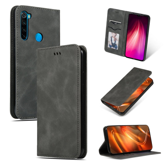 For Xiaomi Redmi Note 8 Retro Skin Feel Business Magnetic Horizontal Flip Leather Case(Grey) by buy2fix