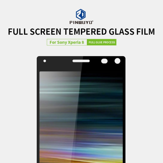 For Sony Xperia 8 PINWUYO 9H 2.5D Full Screen Tempered Glass Film(Black) - Sony Tempered Glass by PINWUYO | Online Shopping UK | buy2fix