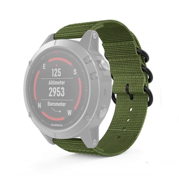 For Garmin Fenix 3 / 5X Universal 26MM Three-ring Nylon Watch Band(Army Green) - Watch Bands by buy2fix | Online Shopping UK | buy2fix