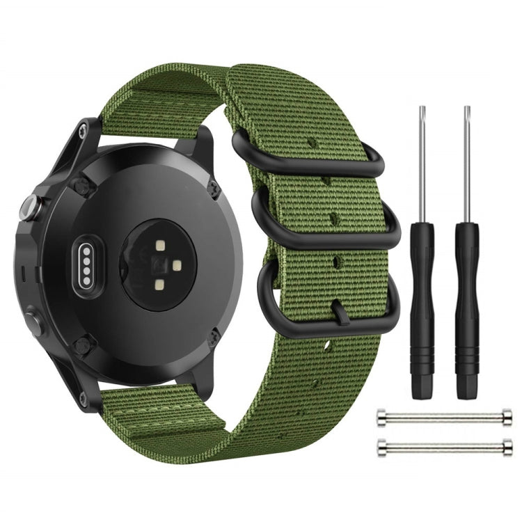 For Garmin Fenix 3 / 5X Universal 26MM Three-ring Nylon Watch Band(Army Green) - Watch Bands by buy2fix | Online Shopping UK | buy2fix