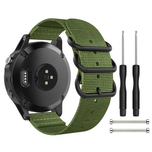 For Garmin Fenix 3 / 5X Universal 26MM Three-ring Nylon Watch Band(Army Green) - Watch Bands by buy2fix | Online Shopping UK | buy2fix