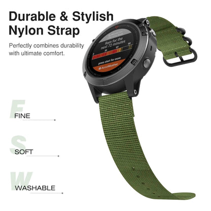For Garmin Fenix 3 / 5X Universal 26MM Three-ring Nylon Watch Band(Army Green) - Watch Bands by buy2fix | Online Shopping UK | buy2fix