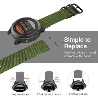 For Garmin Fenix 3 / 5X Universal 26MM Three-ring Nylon Watch Band(Army Green) - Watch Bands by buy2fix | Online Shopping UK | buy2fix