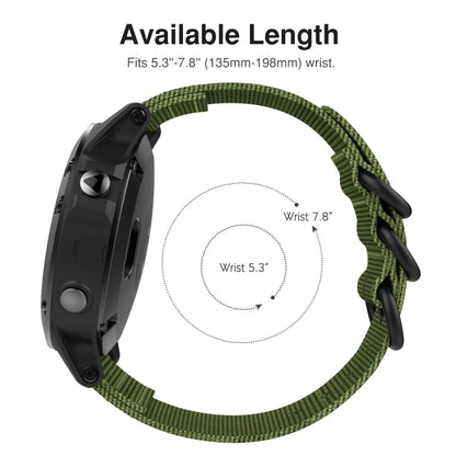 For Garmin Fenix 3 / 5X Universal 26MM Three-ring Nylon Watch Band(Army Green) - Watch Bands by buy2fix | Online Shopping UK | buy2fix