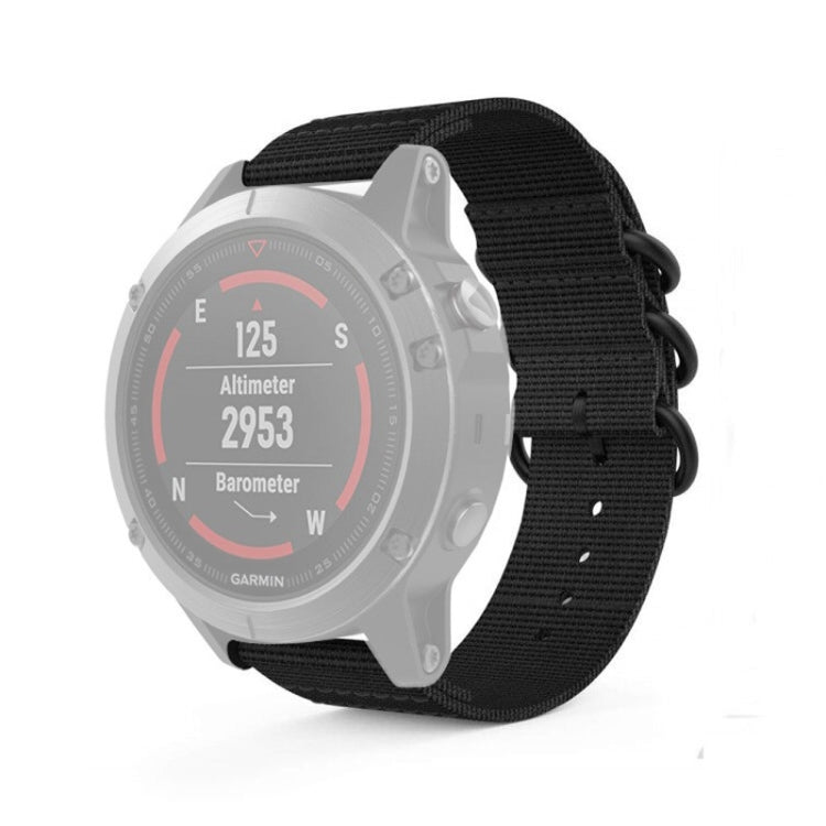 For Garmin Fenix 3 / 5X Universal 26MM Three-ring Nylon Watch Band(Black) - Watch Bands by buy2fix | Online Shopping UK | buy2fix