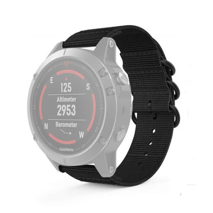 For Garmin Fenix 3 / 5X Universal 26MM Three-ring Nylon Watch Band(Black) - Watch Bands by buy2fix | Online Shopping UK | buy2fix