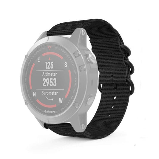 For Garmin Fenix 3 / 5X Universal 26MM Three-ring Nylon Watch Band(Black) - Watch Bands by buy2fix | Online Shopping UK | buy2fix