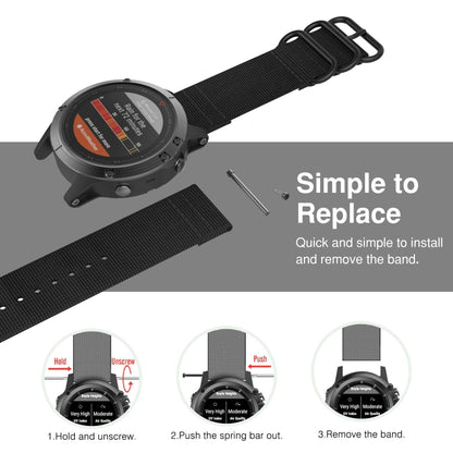 For Garmin Fenix 3 / 5X Universal 26MM Three-ring Nylon Watch Band(Black) - Watch Bands by buy2fix | Online Shopping UK | buy2fix