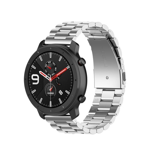 Suitable For Samsung Gear S2 Sport / Galaxy Watch Active 2 20mm 3-Beads Stainless Steel Metal Watch Band (Silver) - Watch Bands by buy2fix | Online Shopping UK | buy2fix