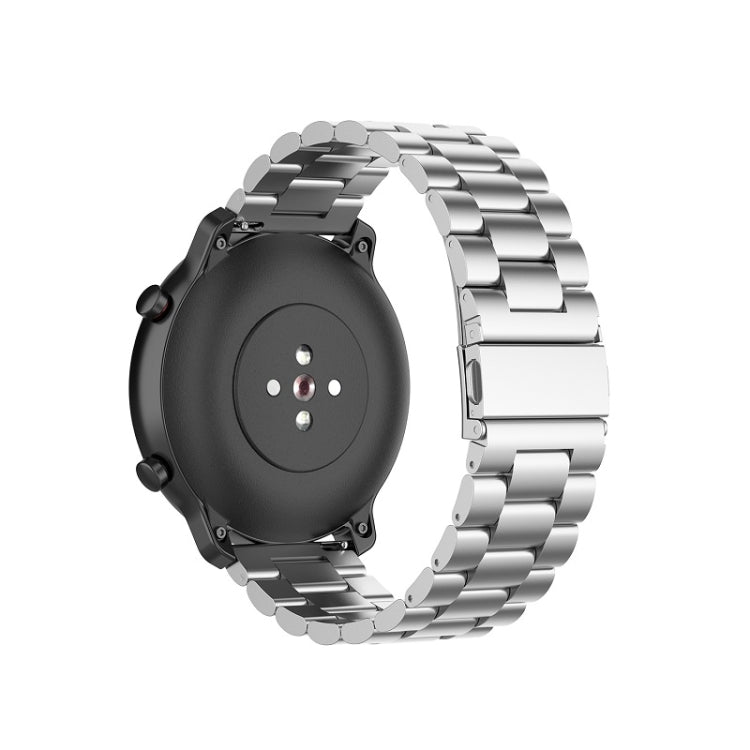 Suitable For Samsung Gear S2 Sport / Galaxy Watch Active 2 20mm 3-Beads Stainless Steel Metal Watch Band (Silver) - Watch Bands by buy2fix | Online Shopping UK | buy2fix