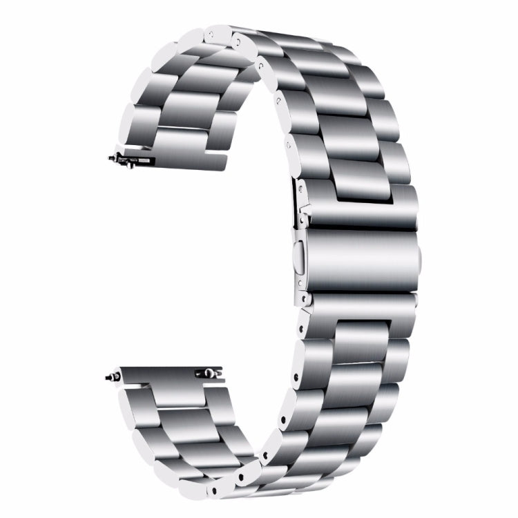 Suitable For Samsung Gear S2 Sport / Galaxy Watch Active 2 20mm 3-Beads Stainless Steel Metal Watch Band (Silver) - Watch Bands by buy2fix | Online Shopping UK | buy2fix