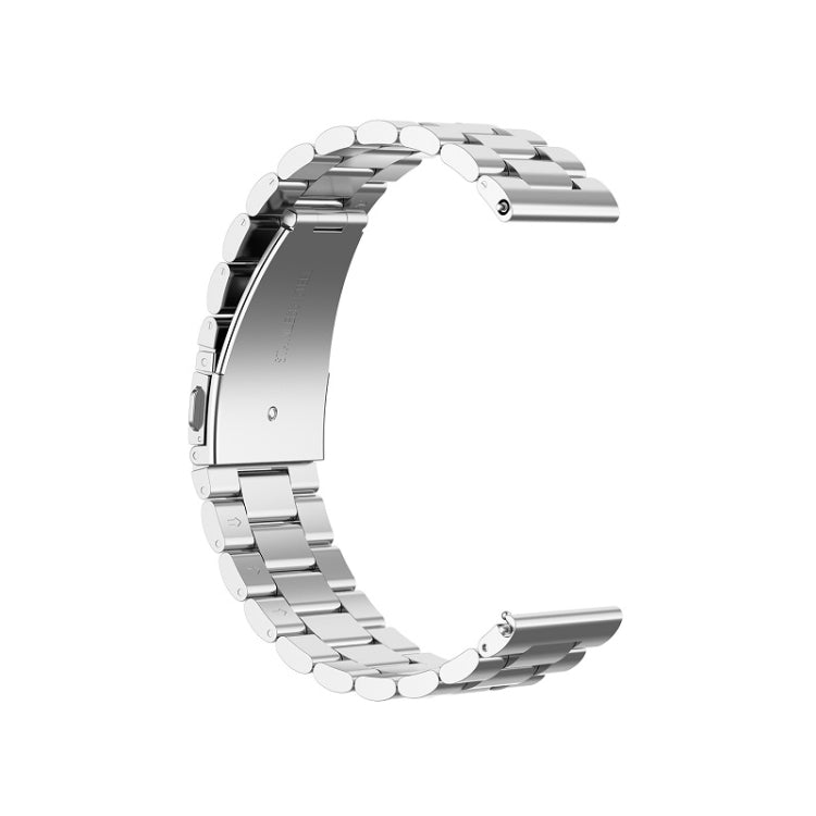 Suitable For Samsung Gear S2 Sport / Galaxy Watch Active 2 20mm 3-Beads Stainless Steel Metal Watch Band (Silver) - Watch Bands by buy2fix | Online Shopping UK | buy2fix