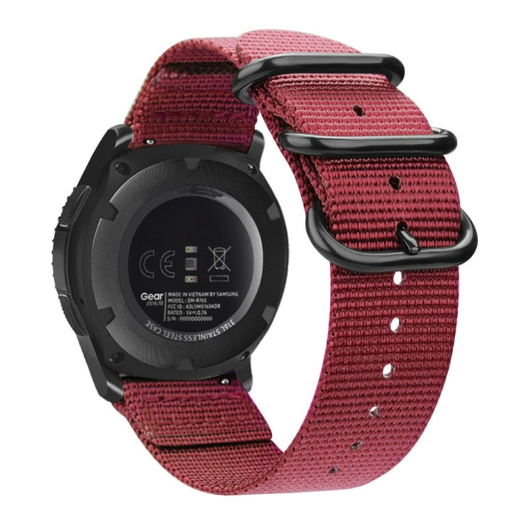 For Samsung Galaxy Watch Active 2 20mm / Gear S3 Nylon Three-ring Watch Band(Wine Red) - Watch Bands by buy2fix | Online Shopping UK | buy2fix