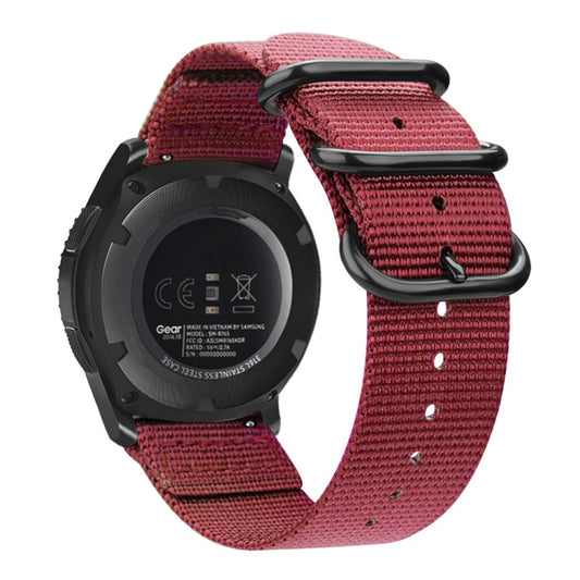 For Samsung Galaxy Watch Active 2 20mm / Gear S3 Nylon Three-ring Watch Band(Wine Red) - Watch Bands by buy2fix | Online Shopping UK | buy2fix