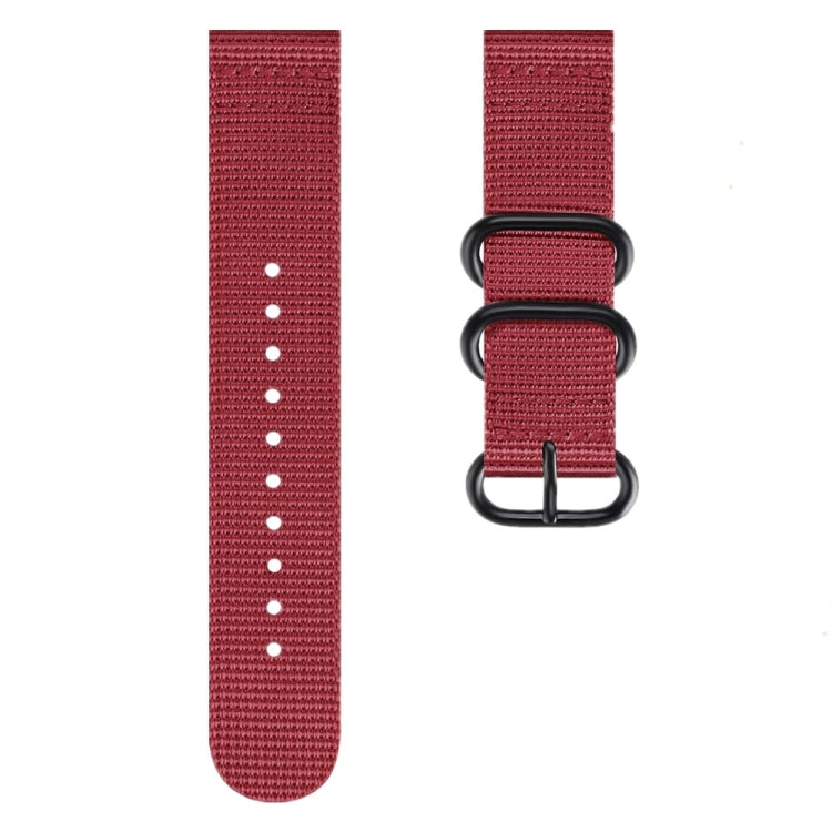 For Samsung Galaxy Watch Active 2 20mm / Gear S3 Nylon Three-ring Watch Band(Wine Red) - Watch Bands by buy2fix | Online Shopping UK | buy2fix