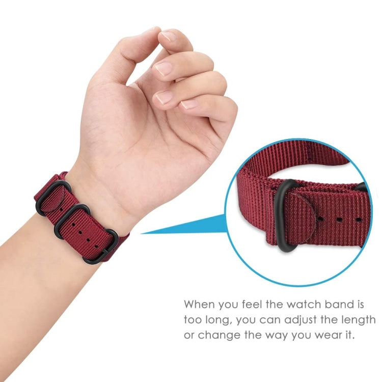 For Samsung Galaxy Watch Active 2 20mm / Gear S3 Nylon Three-ring Watch Band(Wine Red) - Watch Bands by buy2fix | Online Shopping UK | buy2fix
