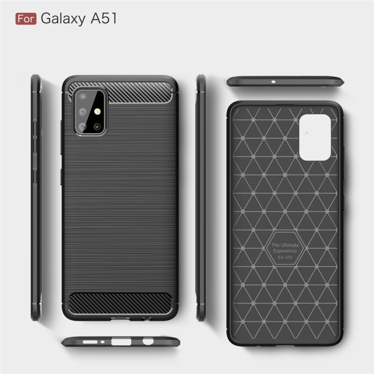 For Galaxy A51 Brushed Texture Carbon Fiber TPU Case(Navy Blue) by buy2fix
