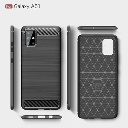 For Galaxy A51 Brushed Texture Carbon Fiber TPU Case(Red) by buy2fix