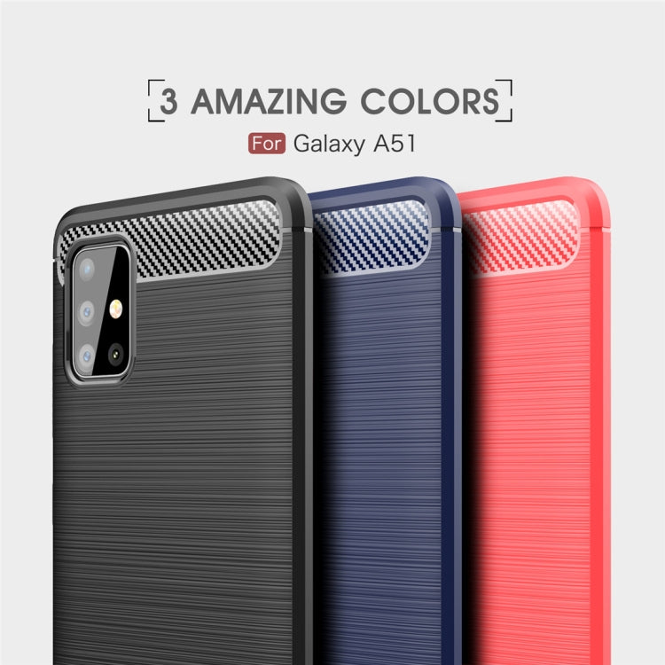 For Galaxy A51 Brushed Texture Carbon Fiber TPU Case(Red) by buy2fix